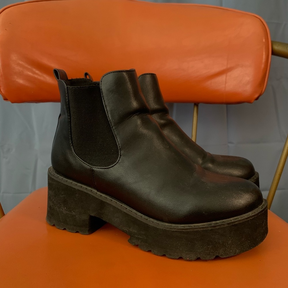 Black platform boots